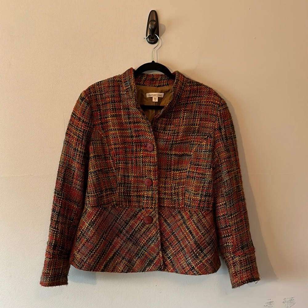Coldwater Creek jacket, size 14 fitted flared - wool looking acrylic fabric